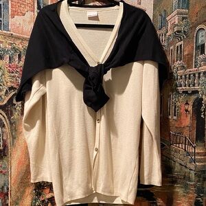 Vintage Bobbie Brooks Cream Cardigan and Separate Black Shaw